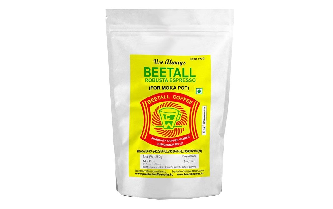Beetall Robusta Espresso Coffee (For Moka Pot)   Pack  250 grams